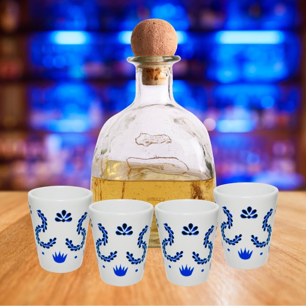 Clase Azul Style Tequila Shot Glasses – Set of 4 – Ceramic – No Bottle - Picture 2 of 8